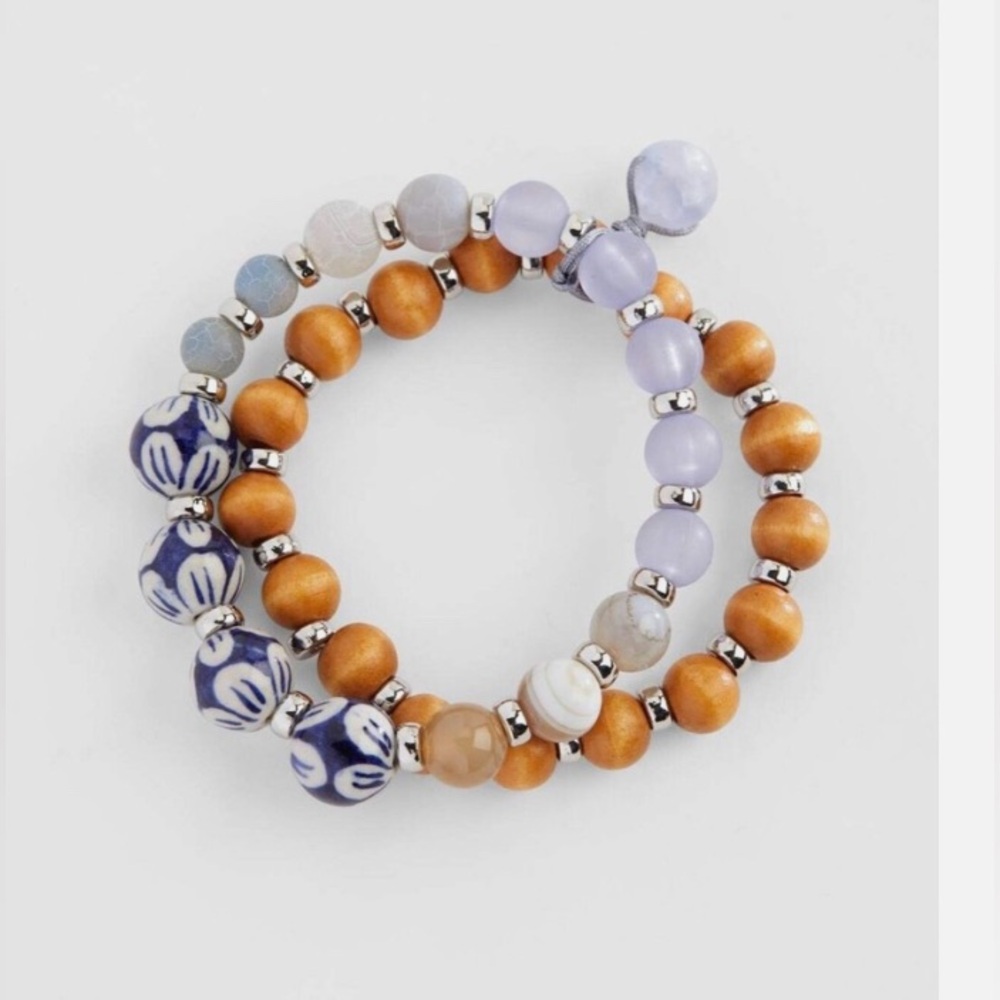 J.Jill ~ Porcelain Blue Semiprecious Stretch Bracelet ~